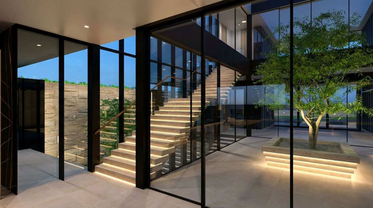 Rendering for Mansion at Beverly Drive in Beverly Hills, Glass walls