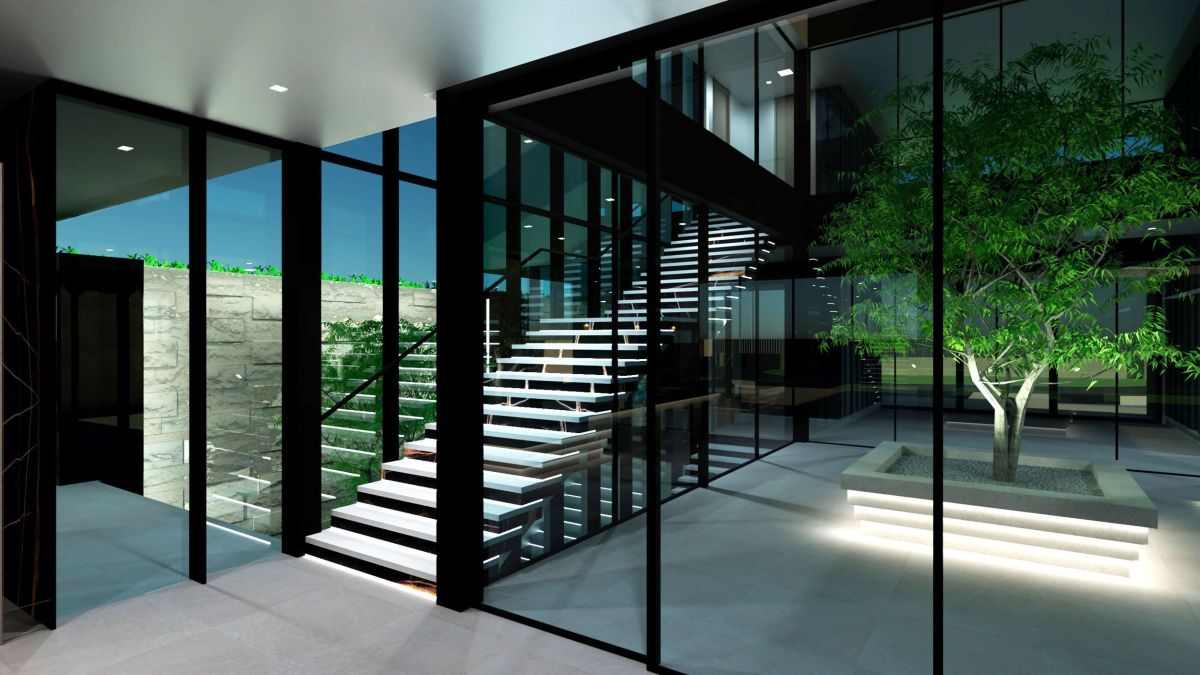 Rendering for Mansion at Beverly Drive in Beverly Hills, Glass walls