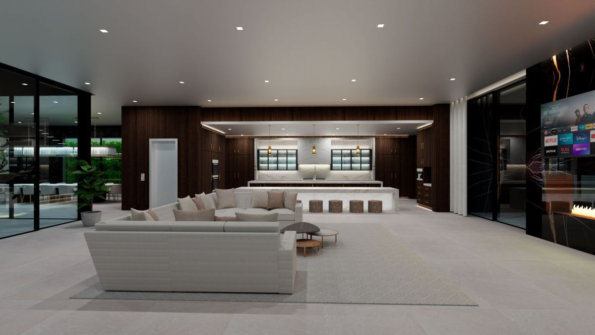Rendering for Mansion at Beverly Drive in Beverly Hills, Lounge room
